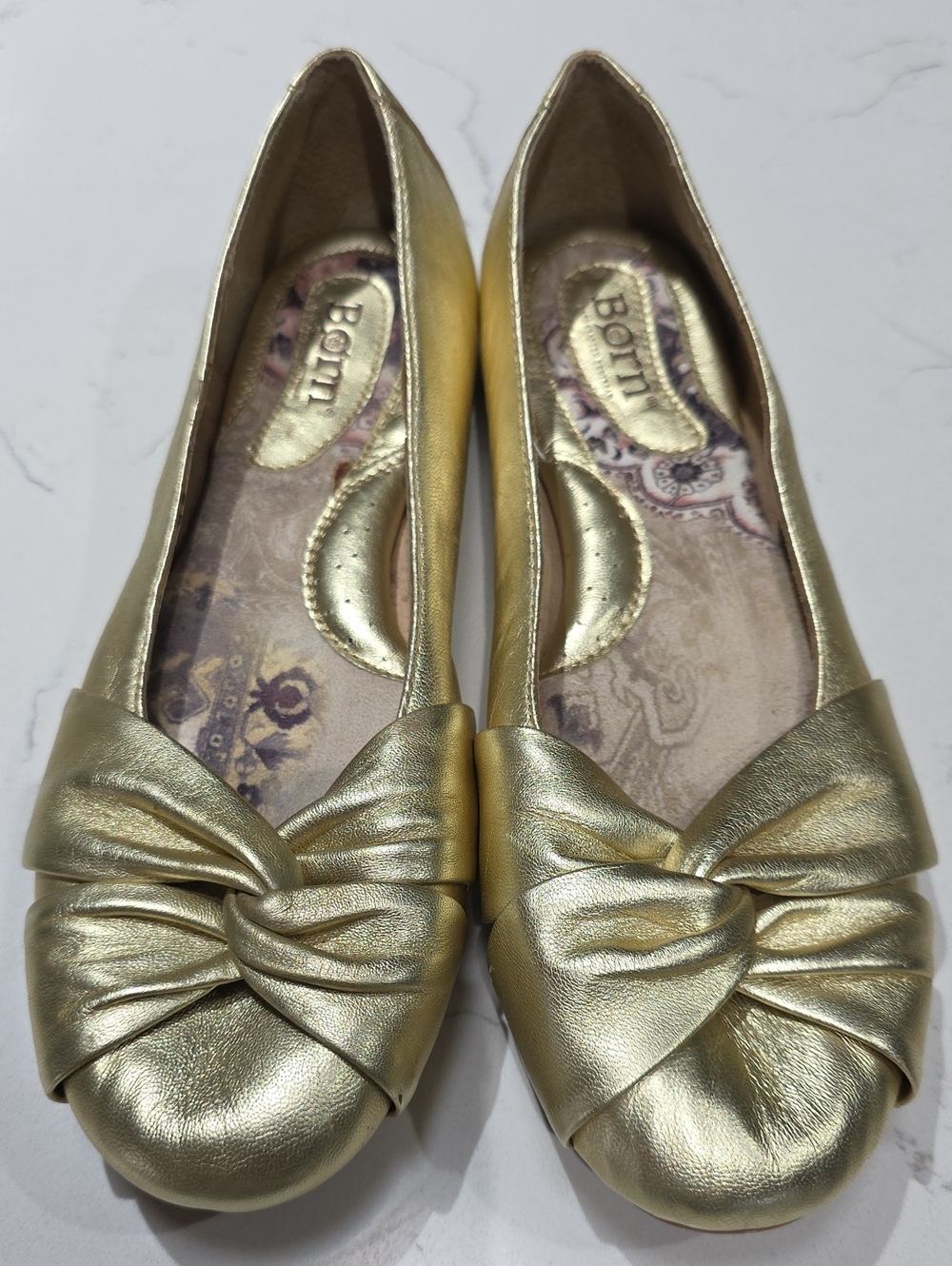 Born Gold Knot-Accent Ballet  Flats Size 7 M/W
